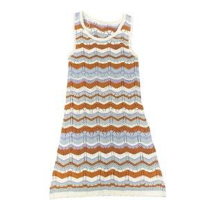 Crochet Knit sleeveless chevron swim cover dress M